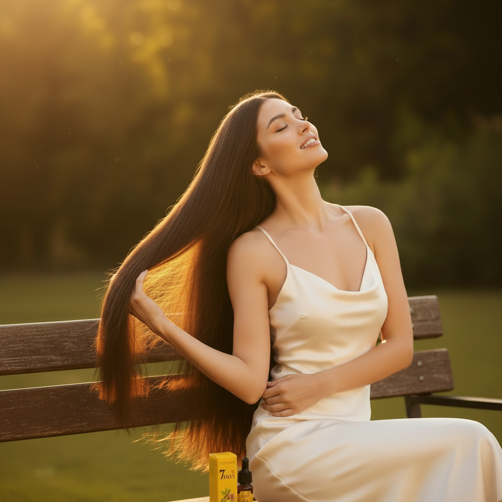 Belle Scalp Revival Ginger Oil - Seated outdoors